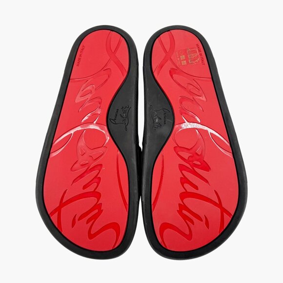 Christian Louboutin 'Navy Pool' Slide Sandals Size 37 US 7 Black Velvet Logo 27 - Picture 3 of 12